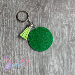 Keychain – Green Glitter Circle