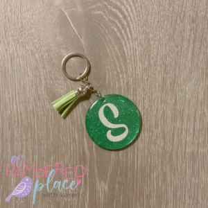 Keychain – Green Glitter Circle