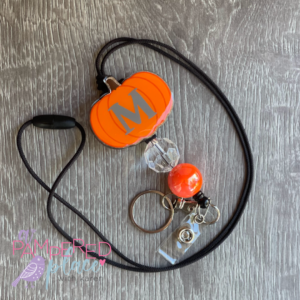 Badge Reel – Pumpkin with Initial