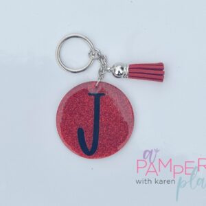 Keychain – Red Glitter Circle