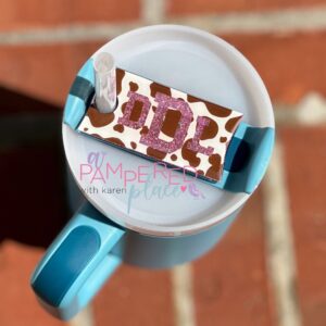 Brown Cow Print Tumbler Tag