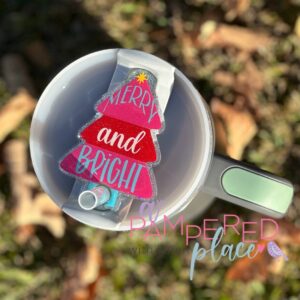 Tumbler Tag – Merry & Bright Pink Christmas Tree